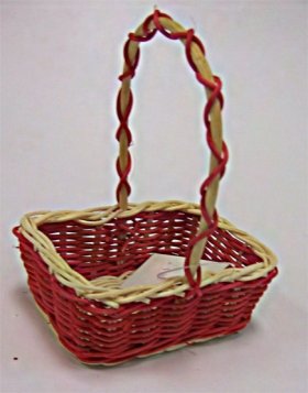 3"X4" Red & Natural Rattan Basket