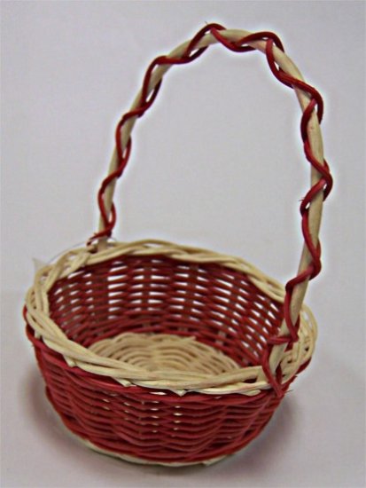 4\" Red & Natural Rattan Basket