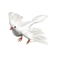 6" Sparkle Feathered White Dove