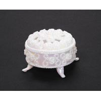 2 1/2\" Round White Iridescent Plastic Pedestal Box