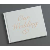 White w/ Gold \"Our Wedding\" Guest Book