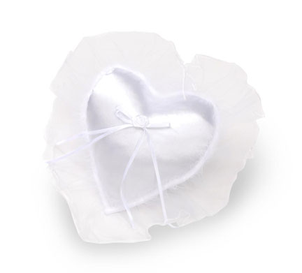 White Tulle Heart Ring Bearer Pillow